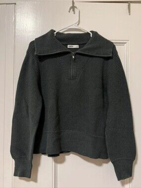 Sonoma women's dark green ribbed quarter-zip sweater Size Medium